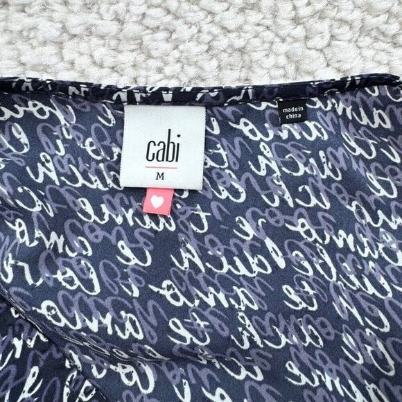 Cabi Te Amo Love Letters V Neck Blouse Navy Blue - Picture 4 of 10